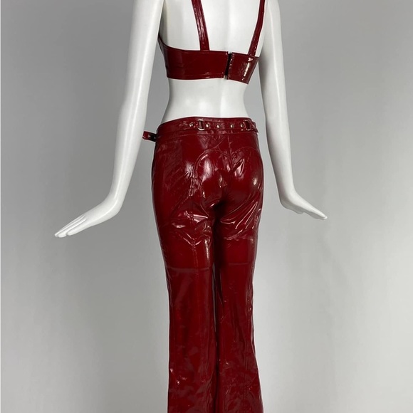 1990’s Lip Service PVC Vinyl Fetish Bra Top & Flared Bondage Pant - RARE SET - Picture 4 of 4